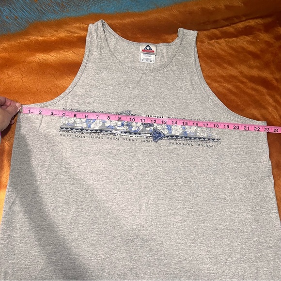 Vintage AAA Hawaiian Islands Graphic Muscle Tank gray blue size XL preshrunk - Picture 15 of 15